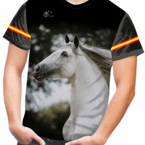 Camiseta con caballo blanco al galope