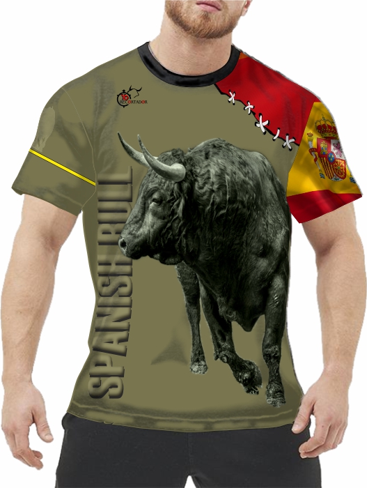 Camiseta toros con bandera España cosida