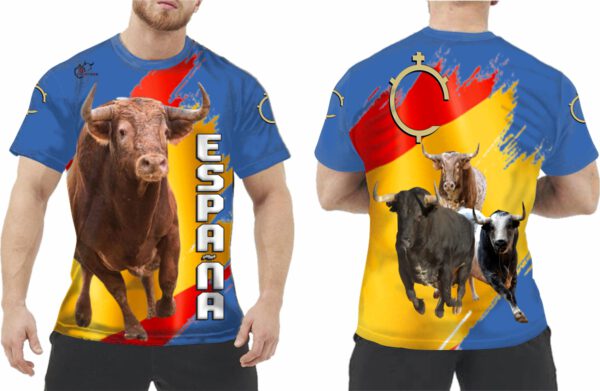 Camisetas de toros bravos con bandera de España