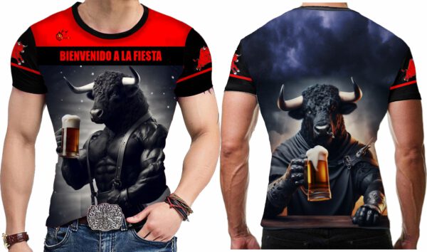 Camiseta de toros con dibujos graciosos toro bebiendo cerveza
