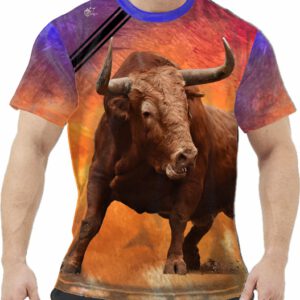 Camiseta toros bravos toro colorado embistiendo