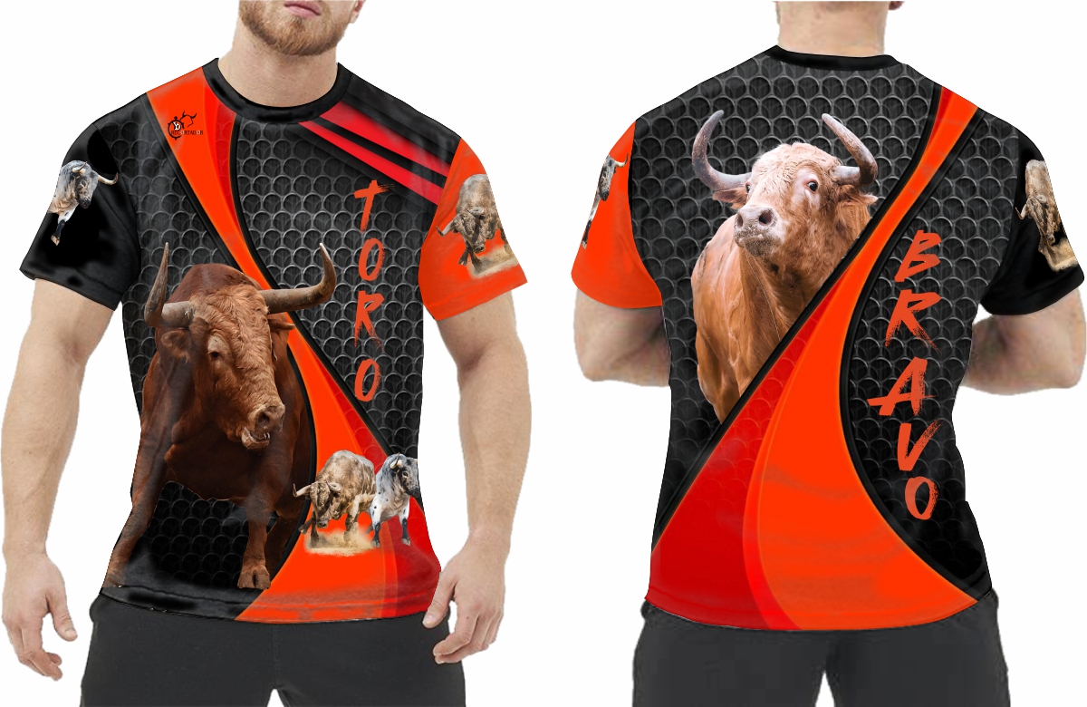 Camiseta Taurina Toro Colorado Fondo Negro - Imagen 3