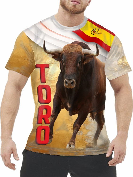 Camiseta estilo concurso de recortes con toros cerriles especial peñas taurinas