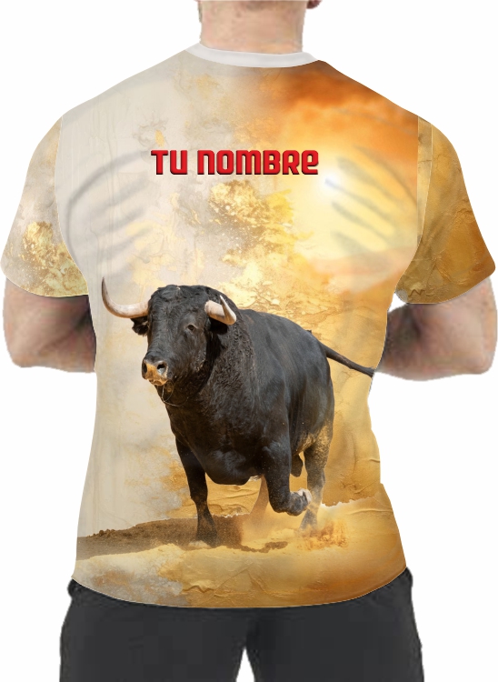 Camiseta Taurina Toro Negro Corriendo - Imagen 2