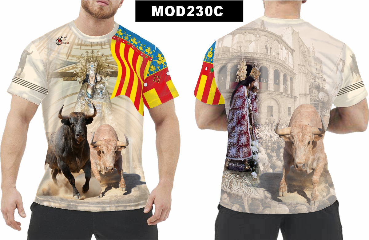 Camiseta Taurina Virgen Desamparados con Toros - Imagen 3