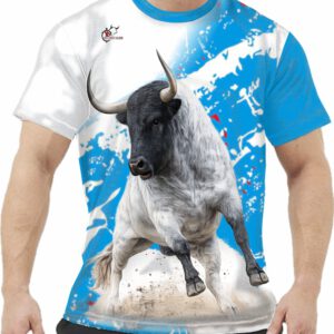 Camiseta de toro bravo con cabeza negra y cuerpo gris claro