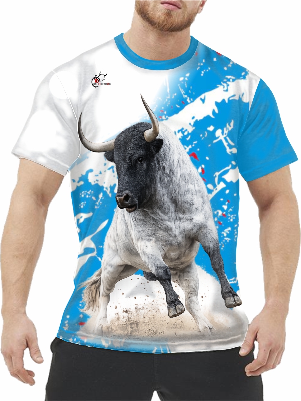 Camiseta de toro bravo con cabeza negra y cuerpo gris claro